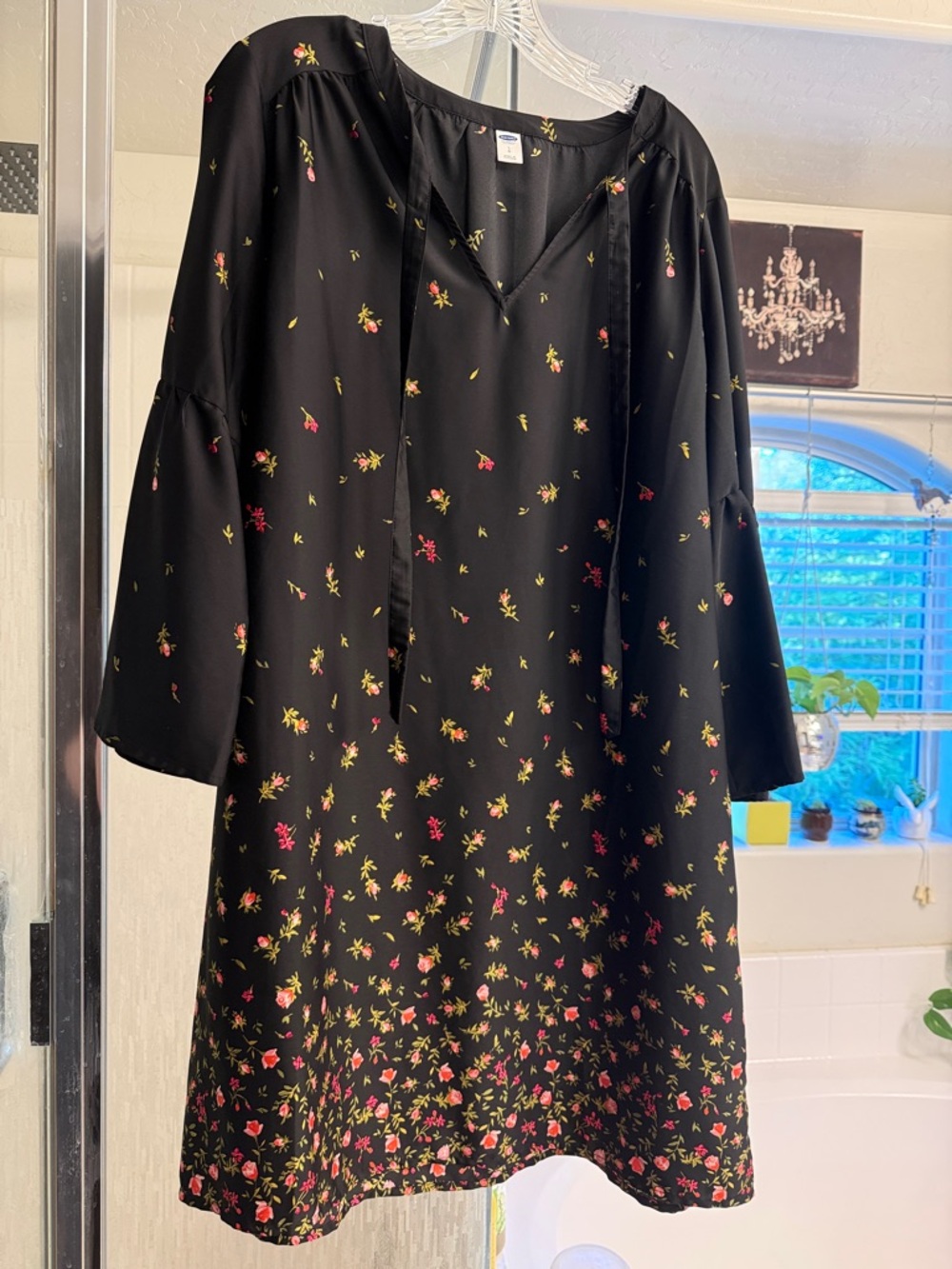 Old Navy Black Floral Dress SZ L